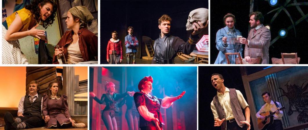 A collage of photos from Carthage theatre major performances.